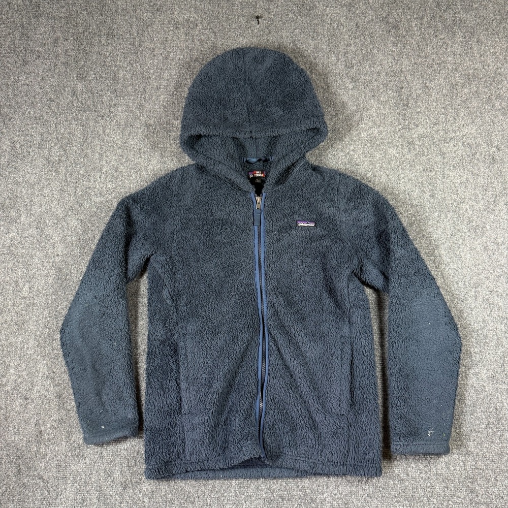 Patagonia Los Gatos Deep Pile Fleece Hoody Jacket Youth XL / 14 Navy Outdoor